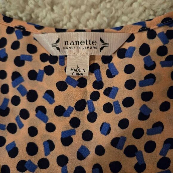Nanette Lepore Pink Blue Polka Dot Sleeveless Top L - Picture 2 of 7